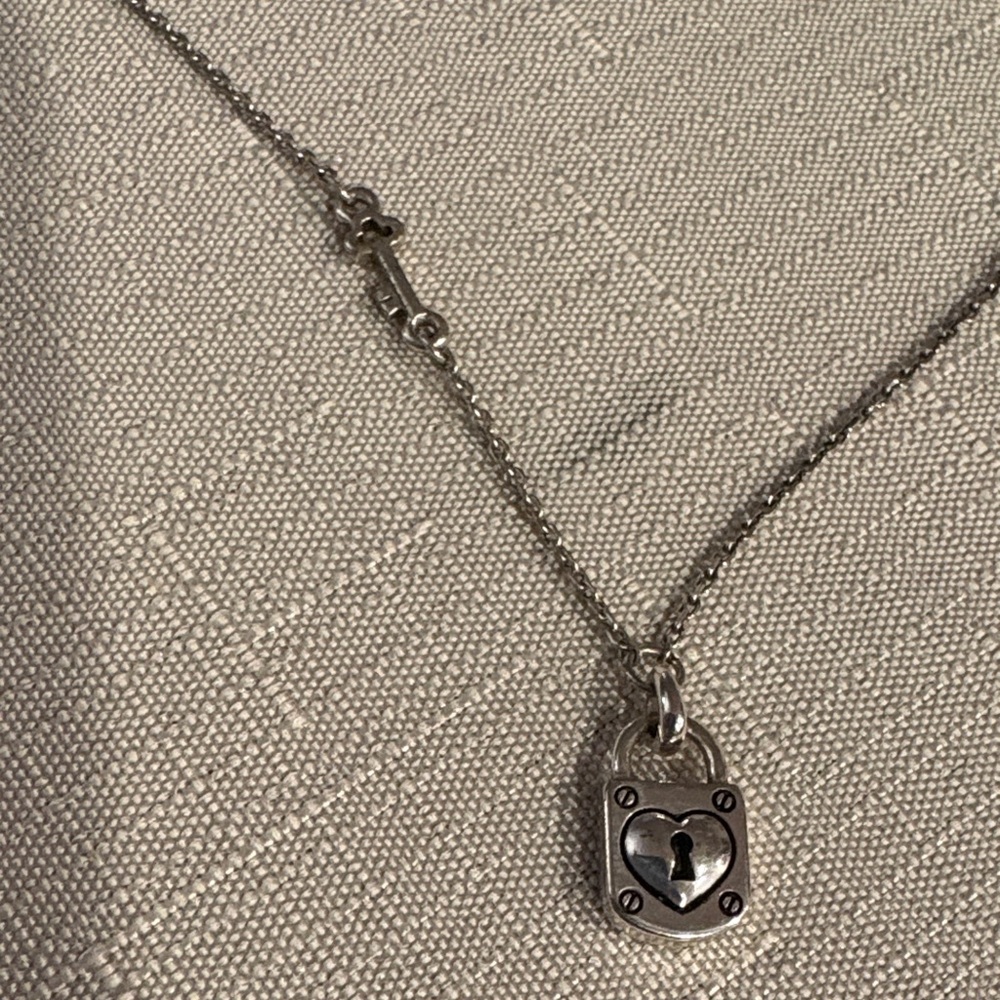 Brighton Heart and Key Pendant Necklace in Silver tone